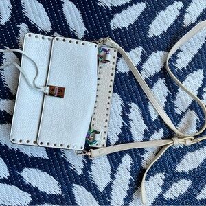 Rebecca Minkoff Off White Top Handle Crossbody Bag with Iridescent Accents
